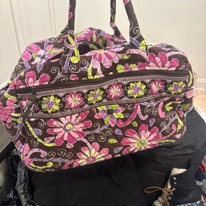 Vera Bradley Pink and Brown Floral Travel Bag